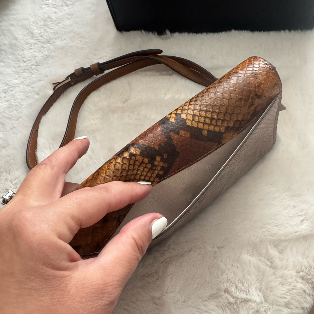 Authentic Tory Burch Brown Exotic Crossbody Bag - Picture 4 of 6